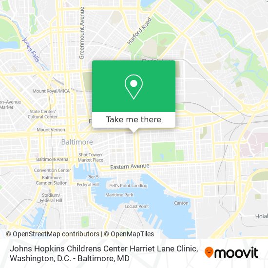 Mapa de Johns Hopkins Childrens Center Harriet Lane Clinic