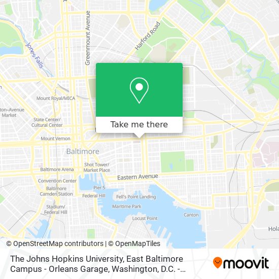 Mapa de The Johns Hopkins University, East Baltimore Campus - Orleans Garage