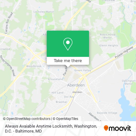 Always Avaiable Anytime Locksmith map