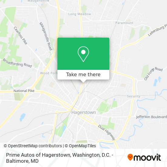 Prime Autos of Hagerstown map