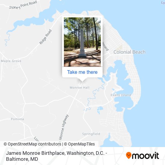 James Monroe Birthplace map