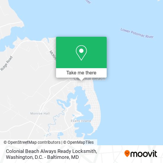 Colonial Beach Always Ready Locksmith map