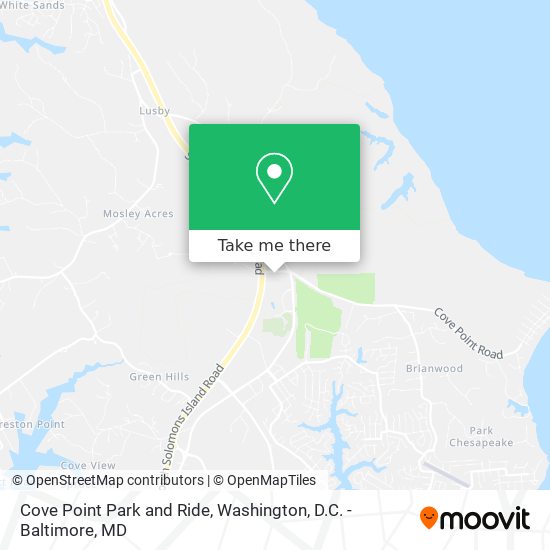 Cove Point Park and Ride map