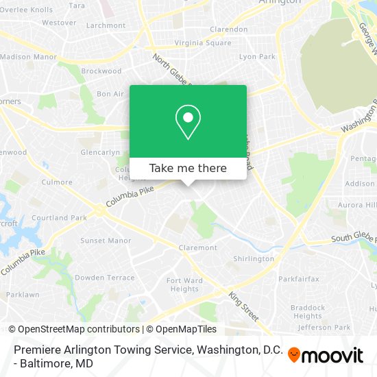 Premiere Arlington Towing Service map