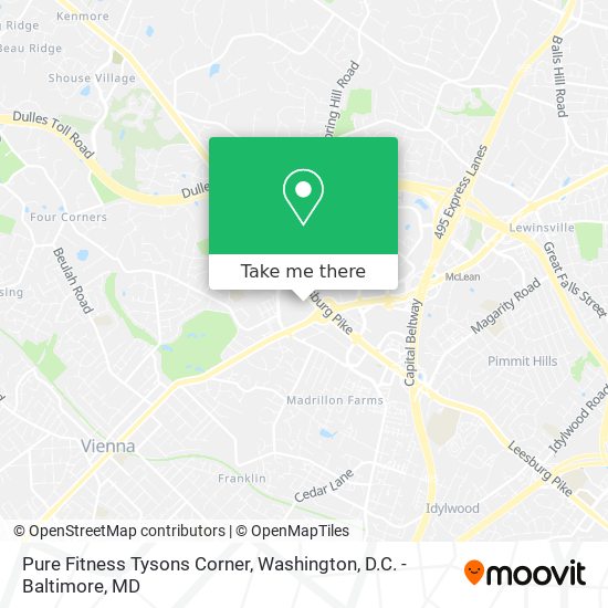 Pure Fitness Tysons Corner map