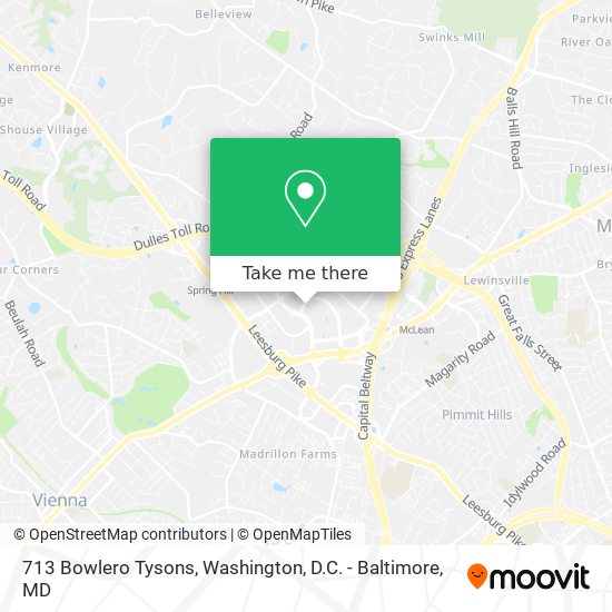 713 Bowlero Tysons map