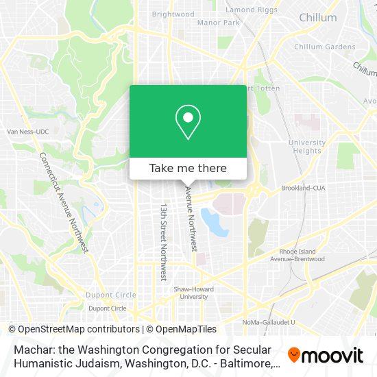 Machar: the Washington Congregation for Secular Humanistic Judaism map