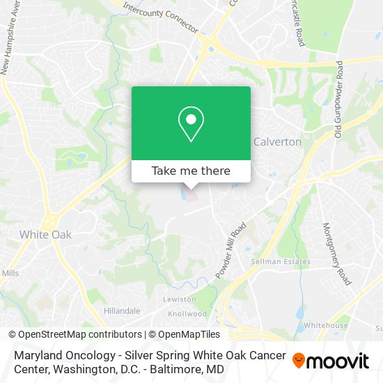 Mapa de Maryland Oncology - Silver Spring White Oak Cancer Center