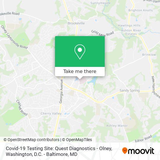 Covid-19 Testing Site: Quest Diagnostics - Olney map