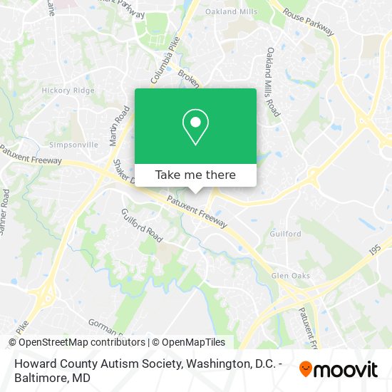 Howard County Autism Society map