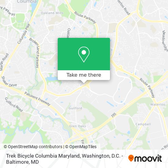 Mapa de Trek Bicycle Columbia Maryland