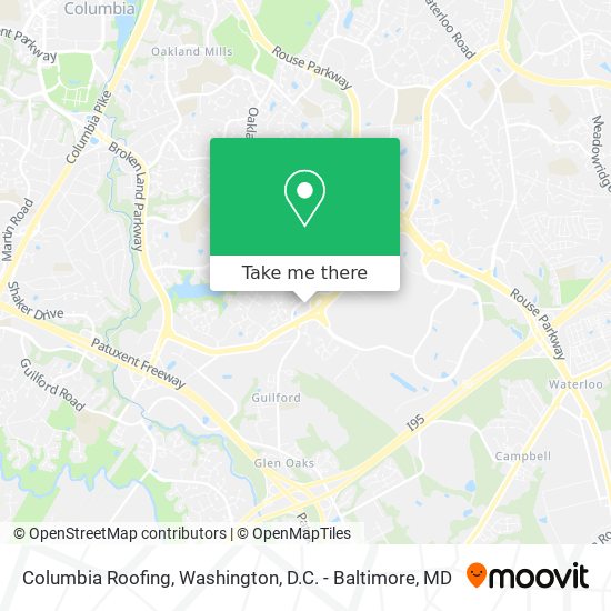 Columbia Roofing map