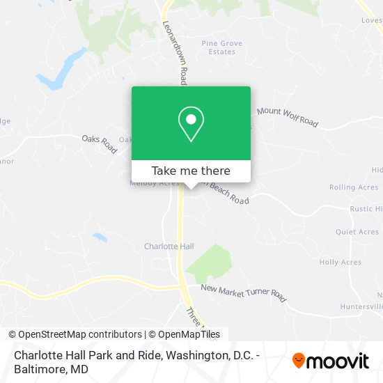 Charlotte Hall Park and Ride map