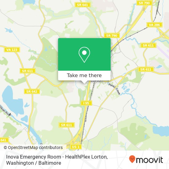 Mapa de Inova Emergency Room - HealthPlex Lorton