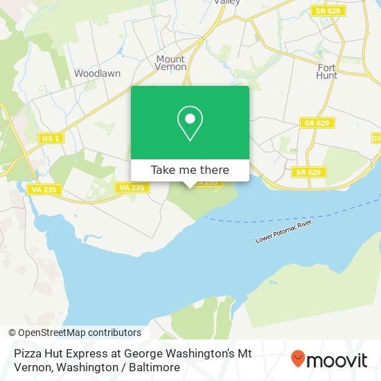 Mapa de Pizza Hut Express at George Washington's Mt Vernon