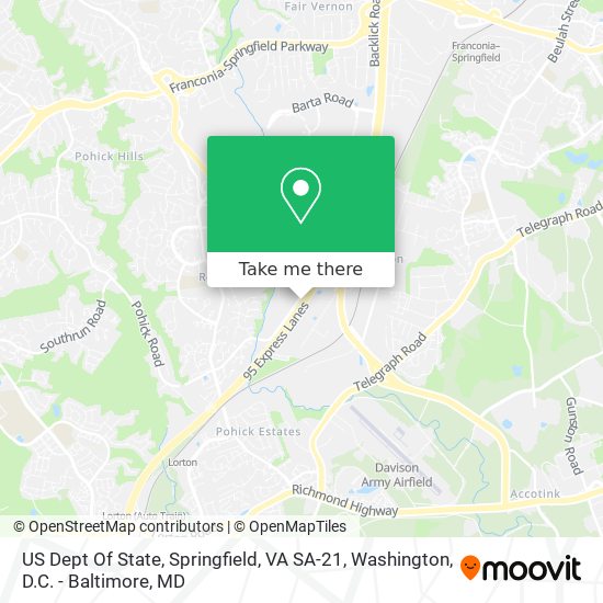 US Dept Of State, Springfield, VA SA-21 map