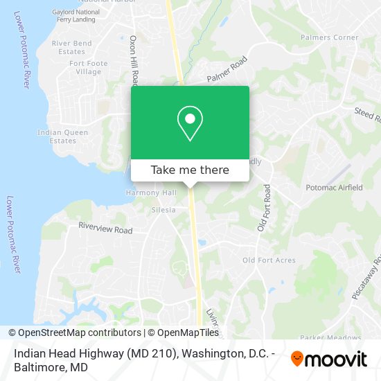 Mapa de Indian Head Highway (MD 210)