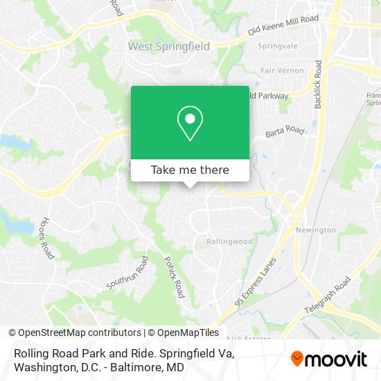 Mapa de Rolling Road Park and Ride. Springfield Va