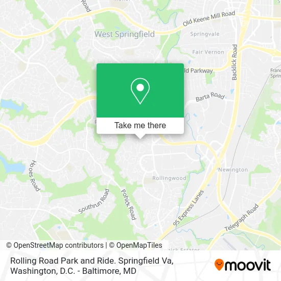 Rolling Road Park and Ride. Springfield Va map