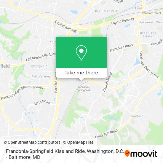 Franconia-Springfield Kiss and Ride map