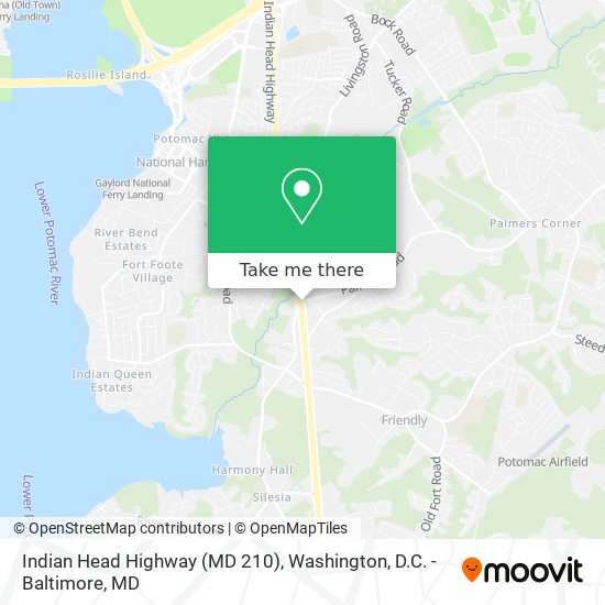 Mapa de Indian Head Highway (MD 210)