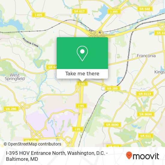 I-395 HOV Entrance North map