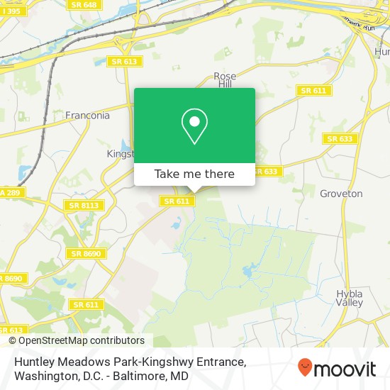 Huntley Meadows Park-Kingshwy Entrance map