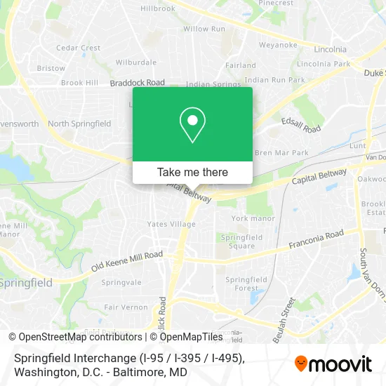Springfield Interchange (I-95 / I-395 / I-495) map