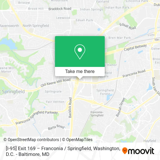 Mapa de [I-95] Exit 169 – Franconia / Springfield
