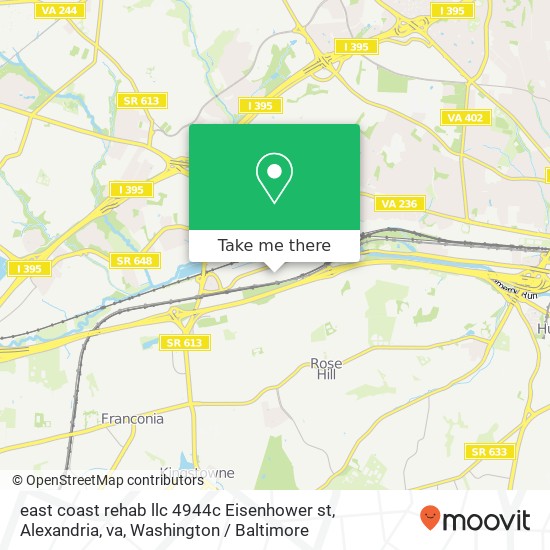 east coast rehab llc 4944c Eisenhower st, Alexandria, va map
