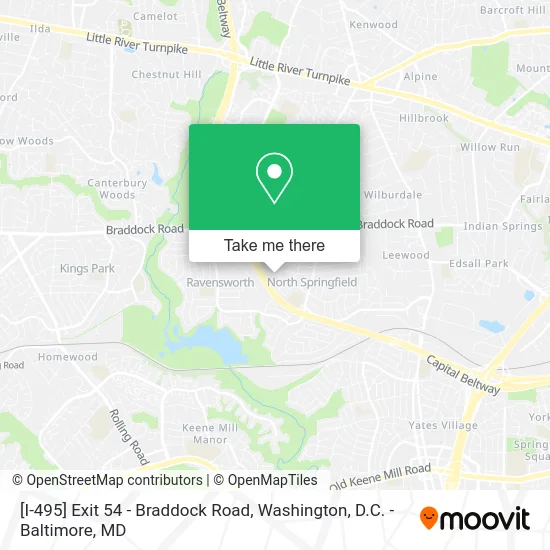 [I-495] Exit 54 - Braddock Road map
