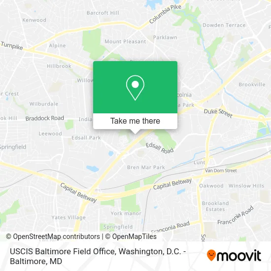 USCIS Baltimore Field Office map