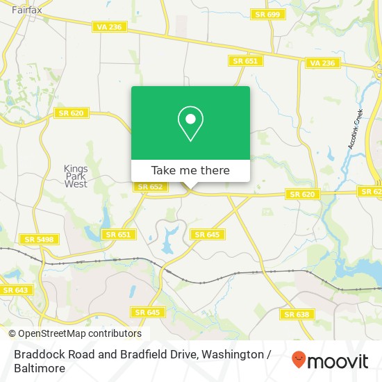 Braddock Road and Bradfield Drive map