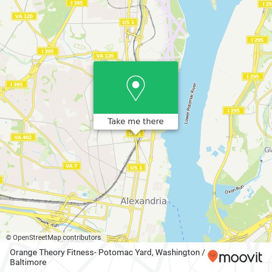 Mapa de Orange Theory Fitness- Potomac Yard