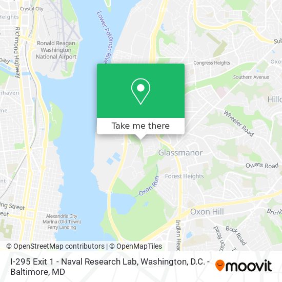 I-295 Exit 1 - Naval Research Lab map