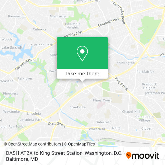 Mapa de DASH AT2X to King Street Station