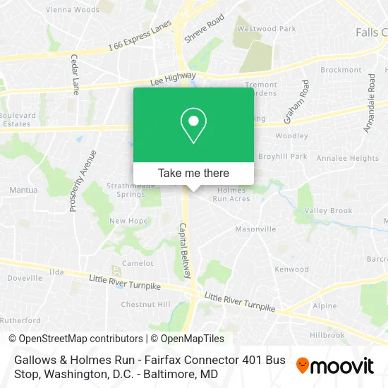 Gallows & Holmes Run - Fairfax Connector 401 Bus Stop map