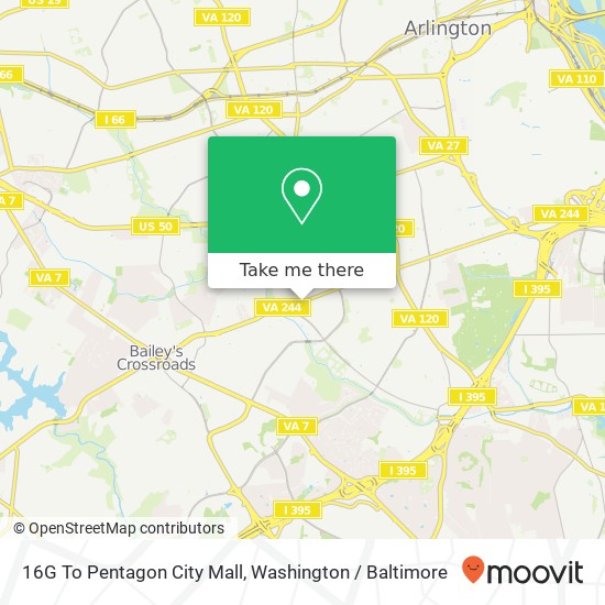 Mapa de 16G To Pentagon City Mall