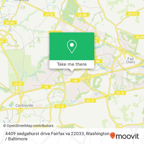 Mapa de 4409 sedgehurst drive Fairfax va 22033