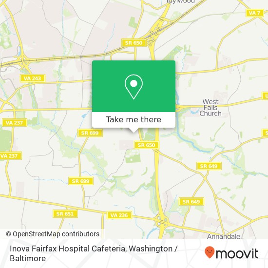 Inova Fairfax Hospital Cafeteria map