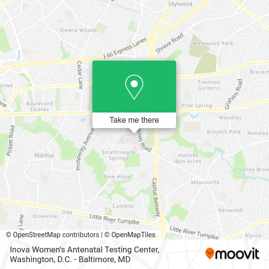 Inova Women's Antenatal Testing Center map