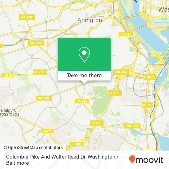 Columbia Pike And Walter Reed Dr map