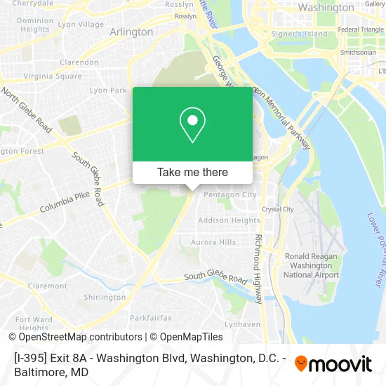 [I-395] Exit 8A - Washington Blvd map
