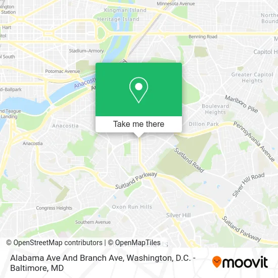 Alabama Ave And Branch Ave map