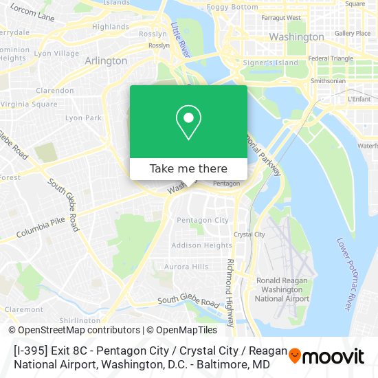 Mapa de [I-395] Exit 8C - Pentagon City / Crystal City / Reagan National Airport