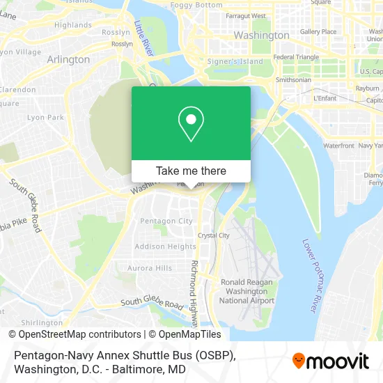 Pentagon-Navy Annex Shuttle Bus (OSBP) map