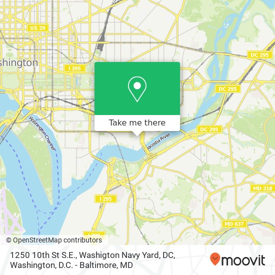 1250 10th St S.E., Washigton Navy Yard, DC map
