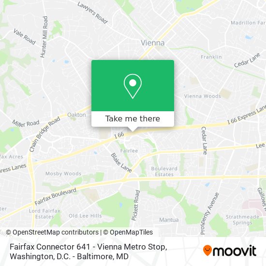 Mapa de Fairfax Connector 641 - Vienna Metro Stop