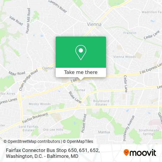 Mapa de Fairfax Connector Bus Stop 650, 651, 652