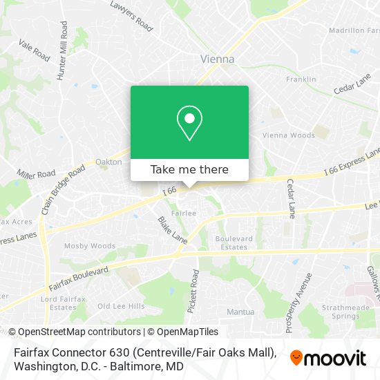 Mapa de Fairfax Connector 630 (Centreville / Fair Oaks Mall)